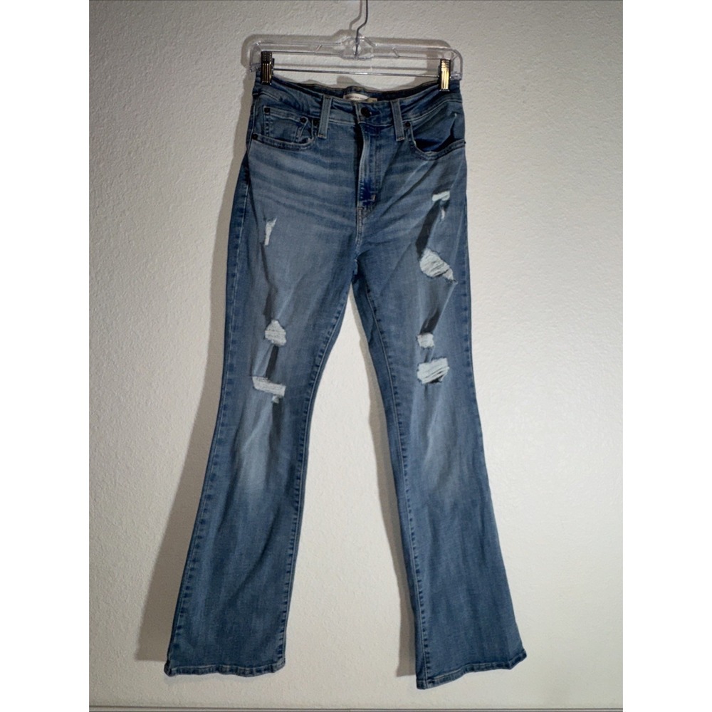 LEVI'S Women's 725 High Rise Boot Cut Jeans Size 28 Distressed Stretch
